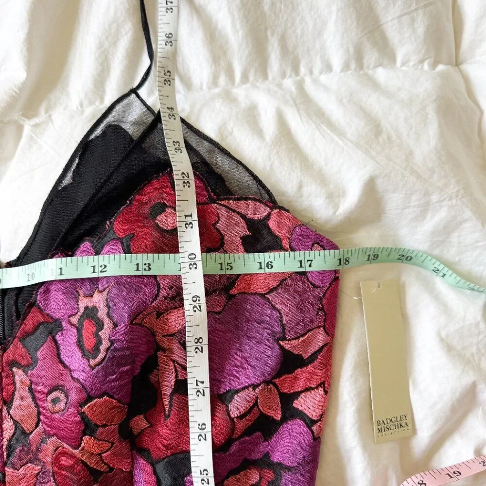 Badgley Mischka Floral Jacquard Dress Size 8 NWT Elegant Evening Dress - Picture 7 of 10